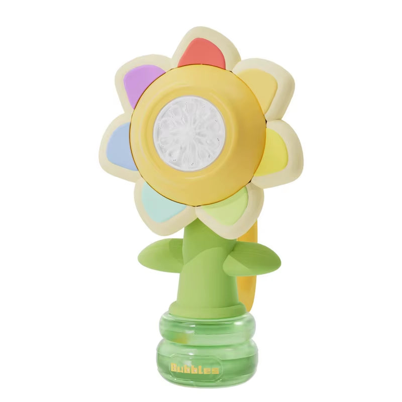 Bubble Machine Toy Electric Automatic Sunflower Shaking Head Adjustment Light Dancing One Key Bubble Maker Toy for Kids